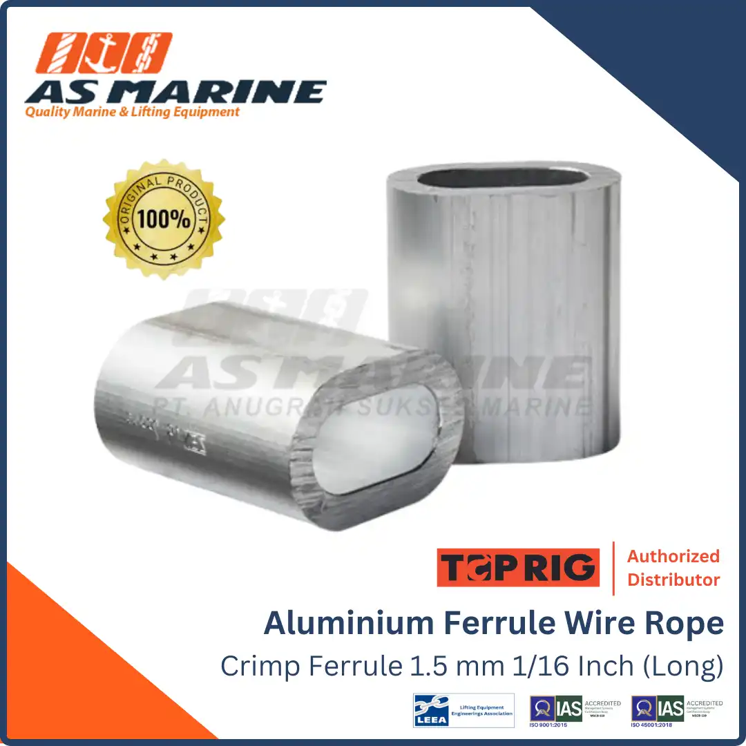 Toprig Aluminium Ferrule / Crimp Ferrule Wire Rope Tipe Long 1/16 Inch